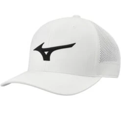 Mizuno Tour Vent Snapback Hat -Golf Equipment Shop 2024 mizuno tour vent snapback hat white black front itempicture