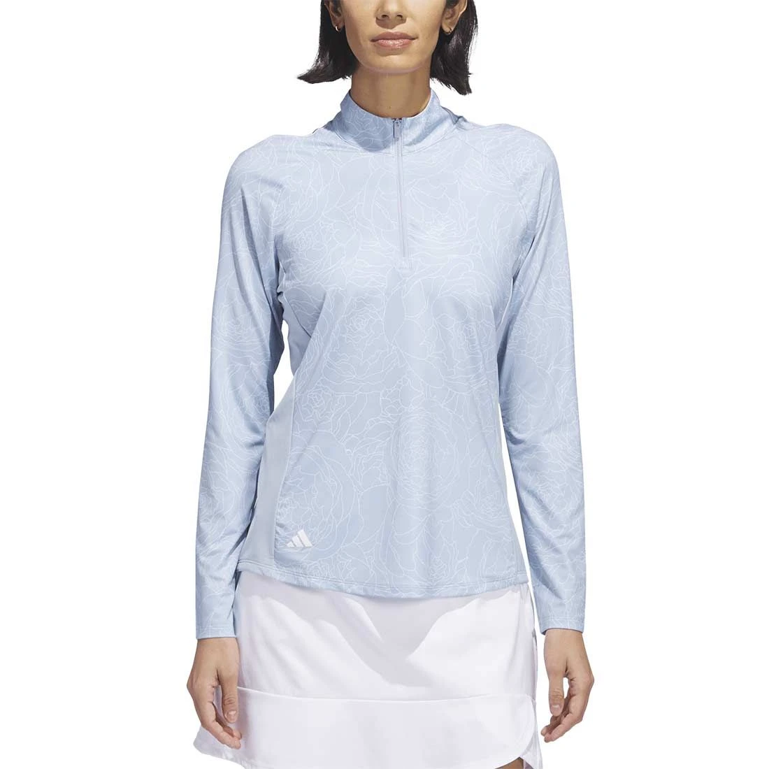 Adidas Women's Essentials Long Sleeve Printed Mock Polo 4 Adidas Women's Essentials Long Sleeve Printed Mock Polo - Image 2