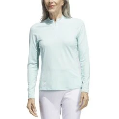 Adidas Women's Ultimate365 Quarter Zip Long Sleeve Mock -Golf Equipment Shop adidas 23 womens ultimate365 quarter zip long sleeve mock semi flash aqua itempicture