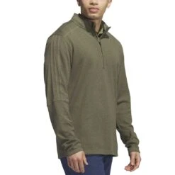 Adidas 3-Stripe Quarter Zip Layering -Golf Equipment Shop adidas 3 stripe quarter zip layering olive strata itempicture