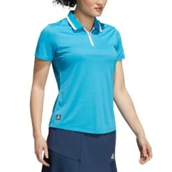 Adidas F21 Women's Equipment Short Sleeve Polo -Golf Equipment Shop adidas f21 womens equipement short sleeve polo sonic aqua model itempicture