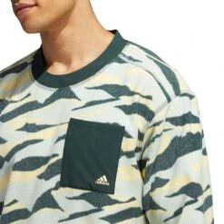 Adidas Texture Print Crewneck 13 Adidas Texture Print Crewneck -Golf Equipment Shop adidas fw22 texture print crewneck linen green shoulder detail itempicture