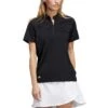 Adidas Women's Short Sleeve Mock Neck Polo 1 Adidas Women's Short Sleeve Mock Neck Polo -Golf Equipment Shop adidas ss22 womens short sleeve mock neck polo black itempicture