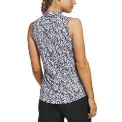 Adidas Women's Ultimate365 Printed Sleeveless Polo -Golf Equipment Shop adidas ss23 womens ultimate365 printed sleeveless polo black back itempicture