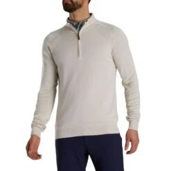 FootJoy Half-Zip Sweater -Golf Equipment Shop footjoy half zip sweater oatmeal itempicture