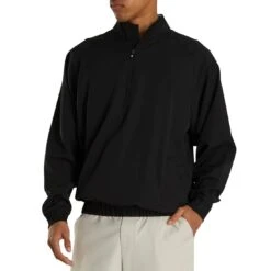 FootJoy Half Zip Windshirt -Golf Equipment Shop footjoy half zip windshirt black front itempicture