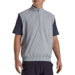 FootJoy Half Zip Windshirt Vest 10 FootJoy Half Zip Windshirt Vest -Golf Equipment Shop footjoy half zip windshirt vest grey front itempicture