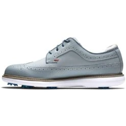 FootJoy Traditions Wing Tip Golf Shoes Grey/Navy/Red -Golf Equipment Shop footjoy traditions wing tip golf shoes grey navy red instep itempicture