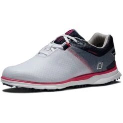 FootJoy Women's Pro SL Sport Golf Shoes White/Navy/Pink -Golf Equipment Shop footjoy womens pro sl sport golf shoes white navy pink 98147 toe itempicture