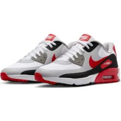 Nike Air Max 90 G Golf Shoes White/University Red -Golf Equipment Shop nike air max 90 g golf shoes white university red black pair itempicture