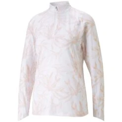 Puma Women's YOU-V Palm Quarter Zip -Golf Equipment Shop puma 2023 womens you v palm quarter zip rose dust itempicture