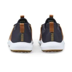 Puma Ignite Fasten8 Crafted Golf Shoes Navy Blazer/Gold/Leather Brown -Golf Equipment Shop puma ignite fasten8 crafted golf shoes navy blazer gold leather brown heel itempicture