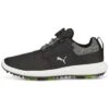 Puma Juniors Ignite PWRCAGE Golf Shoes Black/Metallic Silver -Golf Equipment Shop puma juniors ignite pwrcage golf shoes black silver 376784 02 profile itempicture