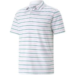 Puma MATTR Striper Polo -Golf Equipment Shop puma mattr striper polo bright white green lagoon itempicture