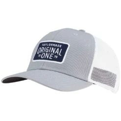 TaylorMade Lifestyle Original One Trucker Hat -Golf Equipment Shop taylormade 2023 lifestyle original one trucker hat grey white itempicture