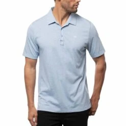 TravisMathew The Zinna Polo -Golf Equipment Shop travismathew 2023 the zinna polo heather light blue front itempicture