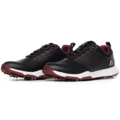 TravisMathew Cuater The Ringer Spiked Golf Shoes Black/Ruby Wine -Golf Equipment Shop travismathew the ringer spiked golf shoes black ruby wine pair itempicture